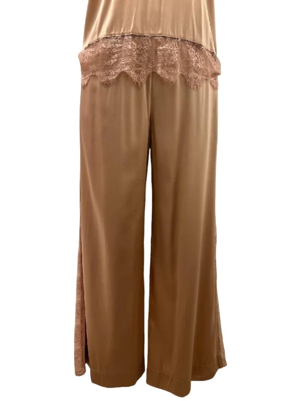 clean basic pants -Women's Brya Silk & Lace Trousers In Malt