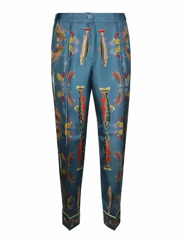 snug winter pants -Women's Fish Silk Pants In Blue