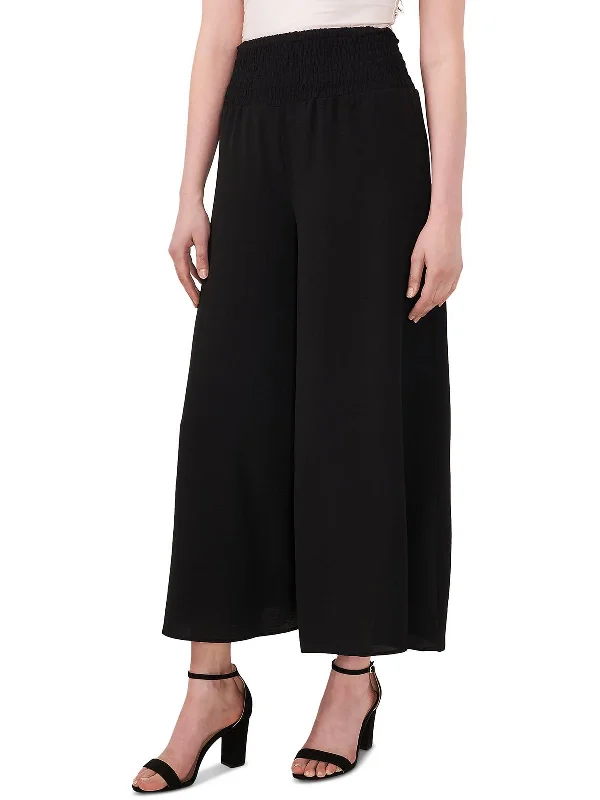 elastic rib pants -Womens High Rise Wide Leg Ankle Pants