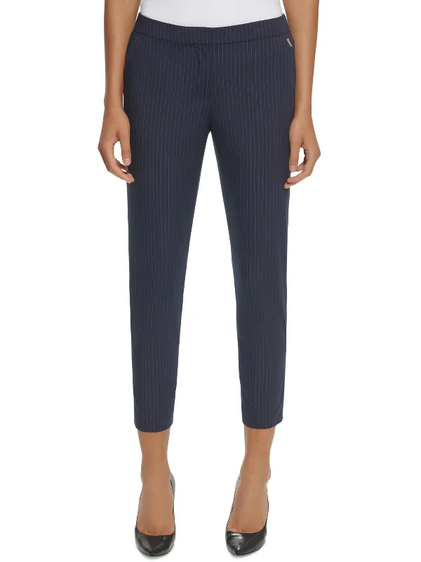 clean minimalist pants -Womens Pinstripe Stretch Ankle Pants