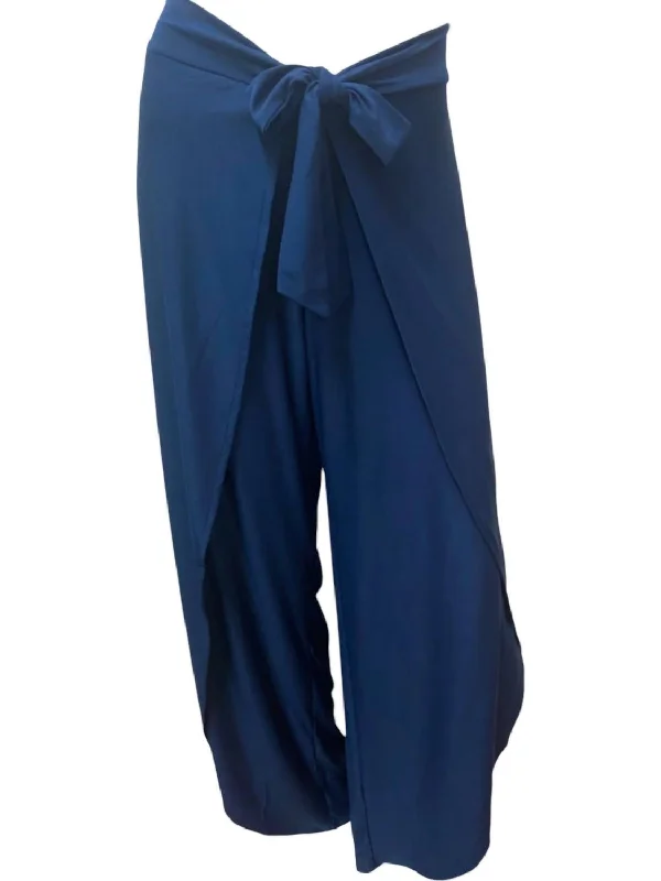 rugged outdoor pants -Women's Wrap Front Pants In Navy