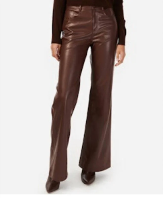 relaxed oversized pants -Zenobia Vegan Leather Pants In Java